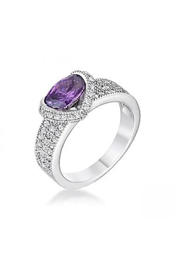 1.6 Ct Amethyst Oval Cubic Zirconia Ring, Size 10