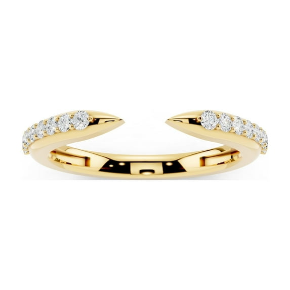 1/6 Ct Moissanite Stackable Wedding Band Open Ring for Women 14K Yellow Gold Plated D Color VVS1 Fine Jewelry Gifts Size 7