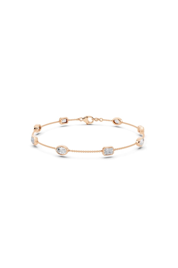 1.6 Cttw Emerald & Oval Cut Moissanite Station Bracelet for Women 14K Yellow Gold Plated Silver D Color VVS1 Jewelry Gift for Her Size 6.5"