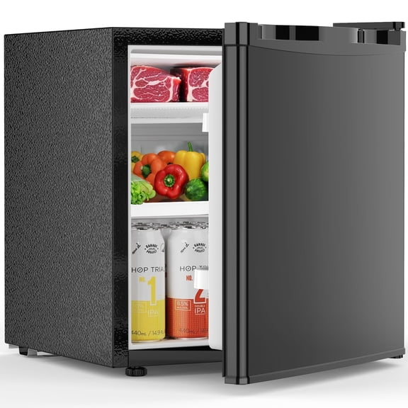 CRZOE 1.6 Cu.ft Mini Fridge with Freezer, Compact Single Reversible Door Refrigerator, Adjustable Thermostat, Ultra Quiet, Energy Efficient for Office, Dorm, Bedroom, Apartment -Black