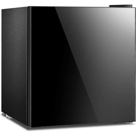 1.6 Cu.ft Mini Fridge with Freezer, Removable Shelves, Adjustable Thermostat, Reversible Single Door, Small Refrigerator