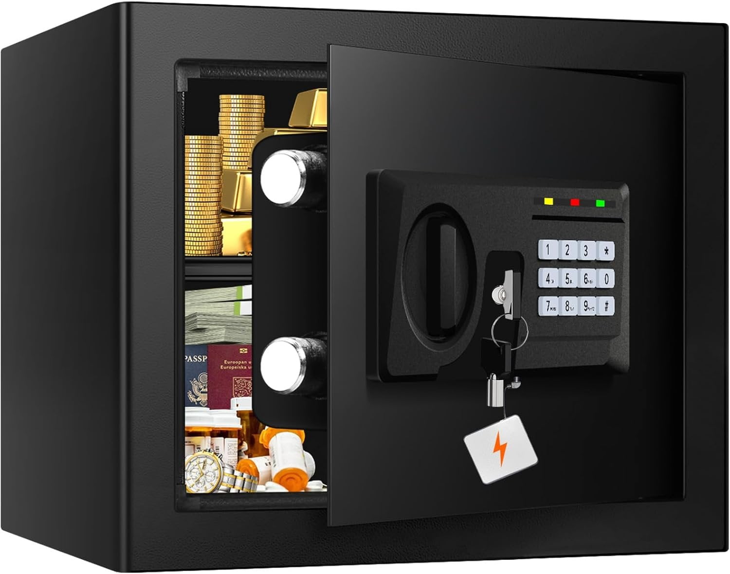 1.6 Cuft Fire proof Safes for  USE, Anti- Digital  Safety Box with Programmable Keypad and Spare ,  Safes Fireproof  for   Document Valuables