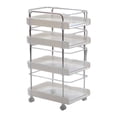 thumbnail image 1 of 1:6 Dollhouse Miniature 4 Tier Rolling Cart, Collections Craft Dioramas Simulation Storage Rack with Wheels for DIY Scenery Layout Building White, 1 of 8