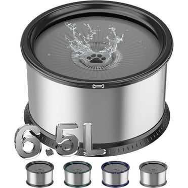 1.6 Gallon Dog Water Bowl, 6.5L/221oz Stainless Steel No Spill Water Bowl for Large Dogs, Super Large Capacity Splash Proof Pet Slow Water Feeder with Anti-Slip Mat for Mess Drinkers