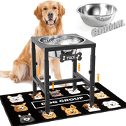 1.6 Gallon Elevated Dog Water Bowl for Large Dogs, 4-Height Adjustable (15–20'') Raised Stainless Steel Bowl with Spill-Proof Mat & Sturdy Metal Stand