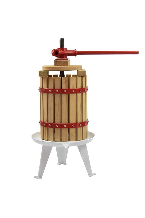 1.6 Gallon Fruit Wine Press - 100% Nature, Healthy Apple & Grape & Berries Crusher Manual Juice Maker for Kitchen, Solid Wood Basket with 2 Blocks Cider Wine Making Press (LFGB Certified, Heavy Duty)
