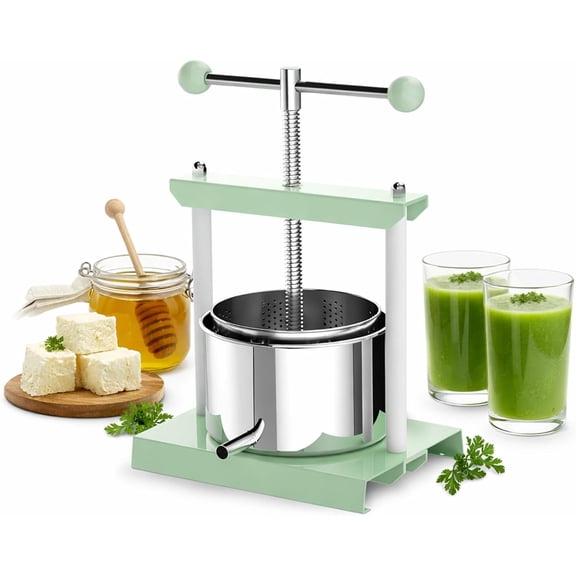1.6 Gallon Manual Press - Professional Stainless Steel Fruit & Vegetable Juicer with Filter Bag - Large 6L Capacity Honey Extractor & Cheese Squeezer - Heavy Duty Hand Press for Plant Infusions