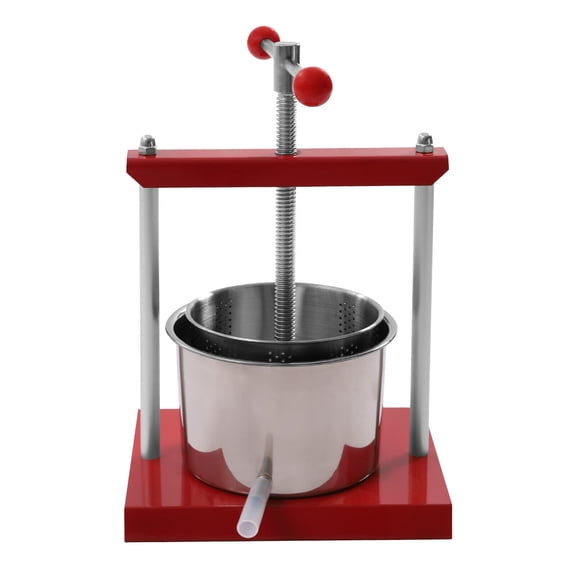 1.6 Gallon Red Stainless Steel Fruit Wine Manual Press Cheese Tincture Herb Presser