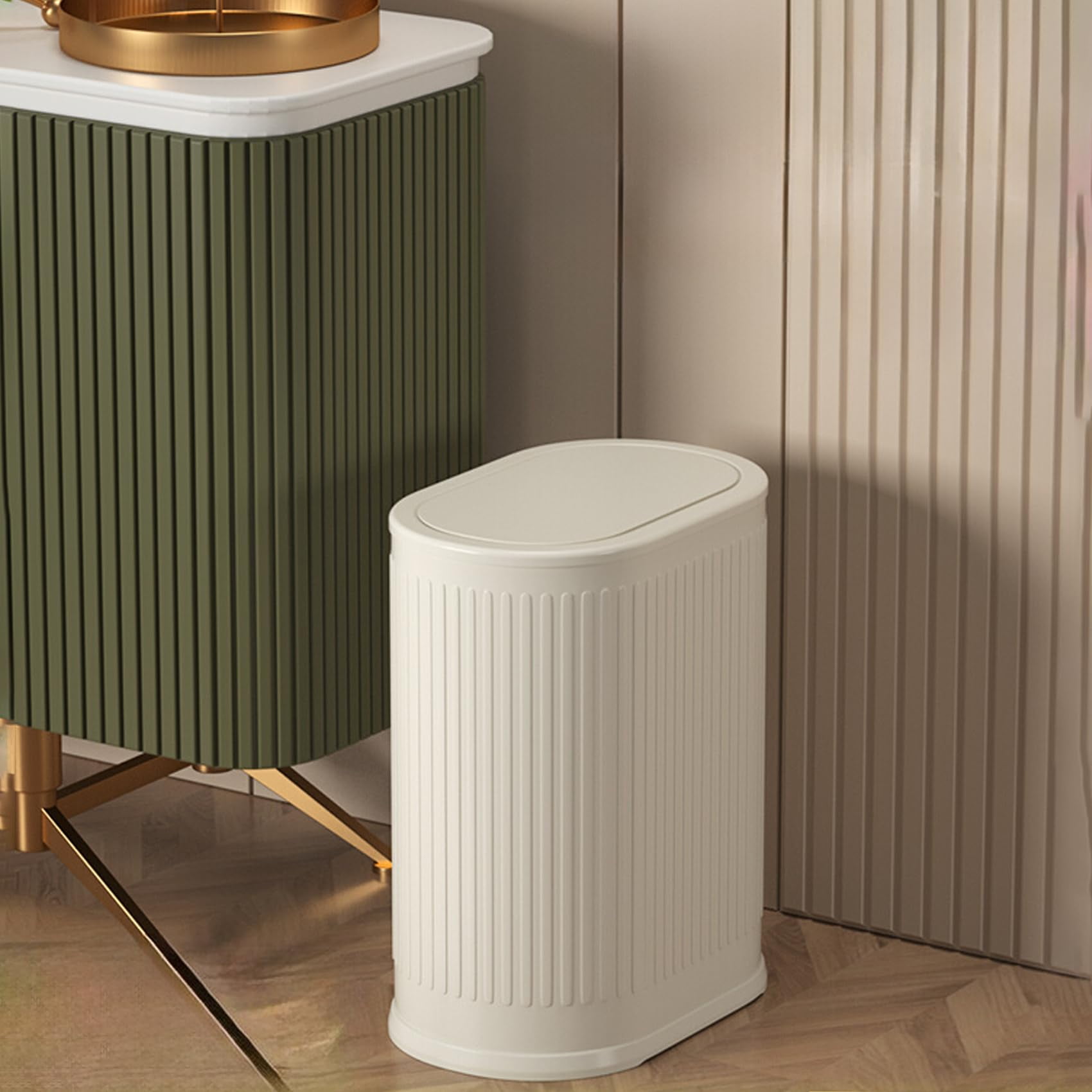 1.6 Gallon Trash Can with Lid, Small Bathroom Trash Can Wastebasket ...