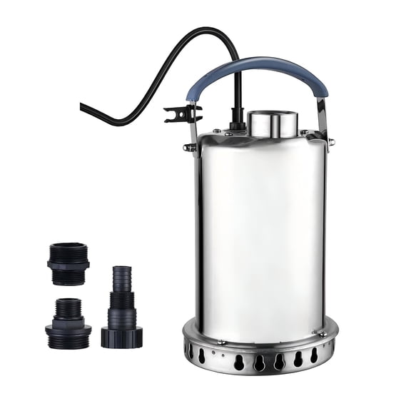 1.6 HP 4200 GPH Submersible Sump Pump, Full Stainless Steel Construction Water Pump with Adapters for Pool Draining, Clean & Dirty Water Transfer for Basement, Pond, Sump Pit and Hot Tub