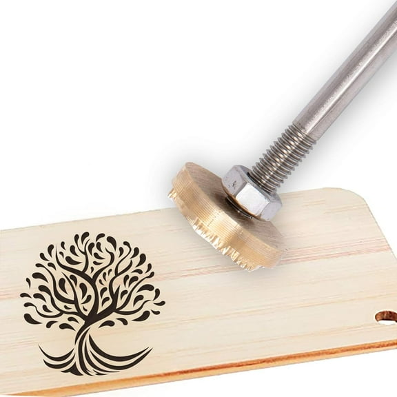 1.6 Inch Wood Branding Iron BBQ Heat Stamp with Brass Head and Wood Handle for Wood Leather and Most Plastics - Tree of Life#1