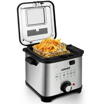 1.6 QT Electric Deep Fryer, Family-size Food Capacity Cooks 6 Cups of Food, 1700W Stainless Steel Frying Basket