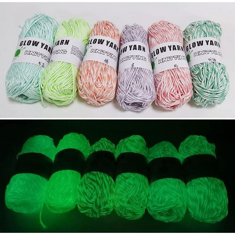 1/6 Rolls Glow in The Dark Yarn, Crochet Yarn for Crocheting, Yarn for DIY Art,Knitting, Crocheting and Crafts, 58 Yards Colorful, Size: 2mm*53m