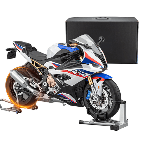 1/6 Scale Alloy Dynamic RC Motorcycle, 2.4G Collectible Remote Control Racing Bike with Ignition, Engine Sound, LED Lights & Exhaust Spray Effect for Enthusiasts
