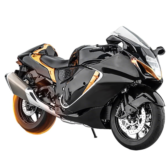 1/6 Scale Alloy RC Motorcycle, Ignition Start, Dynamic Spray Exhaust, Engine Sound & LED Lights, Collectible Desk Decor for Adults