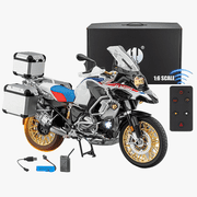 1/6 Scale Alloy RC Motorcycle Model, Realistic Dynamic Bike with Ignition, Sound, Light & Spray Effects, Simulation Motorbike for Adult, White