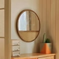 thumbnail image 1 of 1:6 Scale Dollhouse Mirror Miniature Tabletop Makeup Mirror Round for 12 inch Doll Wall Mirror Decoration Accessories Mini Furniture Cherry Wood, 1 of 9