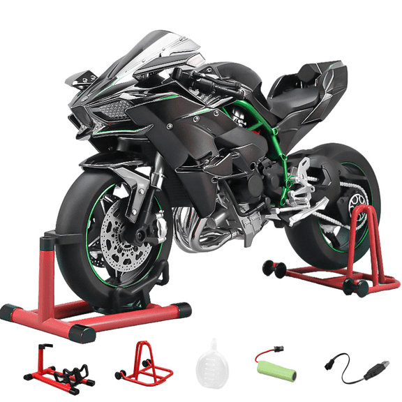 1/6 Scale H2R Track Alloy Motorcycle Model Simulation Mechanical Bike With Ignition System Smoke Spray Light Sound Collectible Metal Motorbike Model For Adults Enthusiasts - H2R / Black