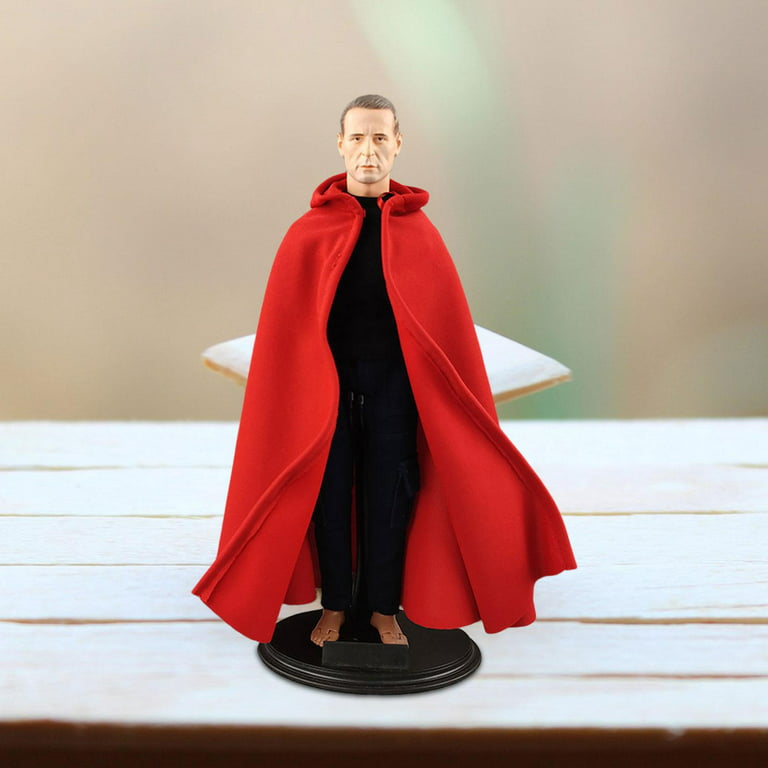 1:6 Scale Men's Hooded Cape Cloak Action Figure Clothes Long Cape for 12''  Male Dolls Soldier Figure, Red 