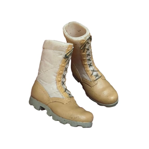 1:6 Scale Soldier Shoes Mid Calf Winter Boot Work Boot Formal Simulation Lace up Desert Boots for 12'' Male Figure Doll Light Yellow