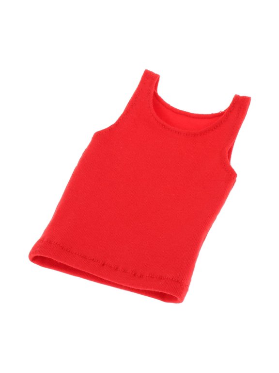 1:6 Scale T Shirt Sleeveless Vest Miniature Clothing for 12in Action Figures Red