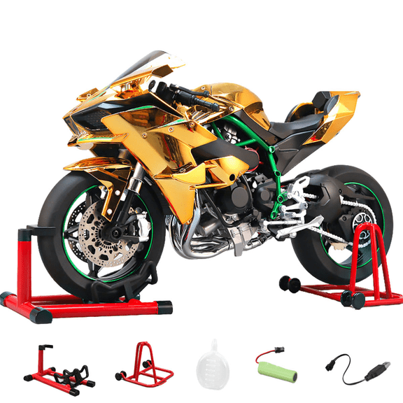 1/6 Scale Track Edition Alloy RC Dynamic Motorcycle Model, Realistic Simulation Sports RC Dirt Bike with Ignition, Smoke Spray, Light & Sound for Enthusiasts
