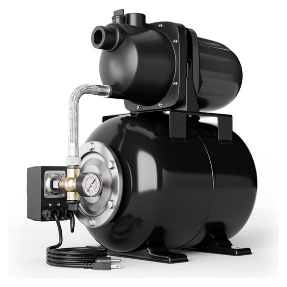 1.6 Shallow Well Pump with Pressure , 1000 GPH 164 FT Irrigation Jet Pump, Water Transfer Pump, Automatic Water Booster System for Home, Garden, Farm, Lawn, Blue/Black (Black)