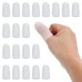 thumbnail image 1 of 1.6" Silicone Gel Finger Cots, Support Fingertips Sleeve Protector Thumb Finger Caps, White 20 Pcs, 1 of 7