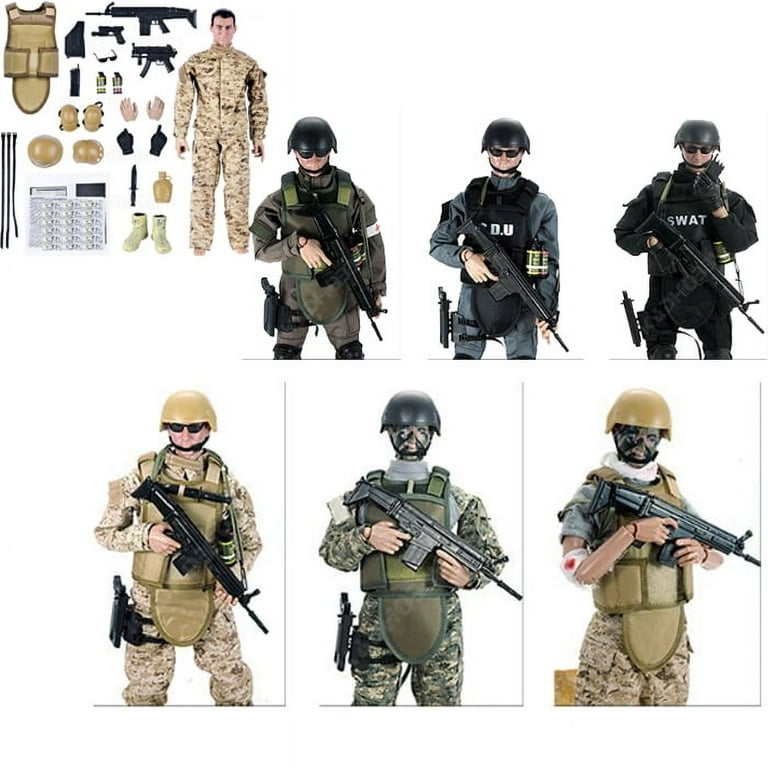 1/6 Soldier Action Figure Model, Realistic Army Military Police Soldier  Model Set with Accessories Collection Toys