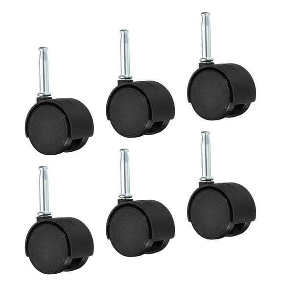 1.6" Swivel Stem Casters Nylon 360 Degree Insert Swivel Stem Wheels, Black 6 Pack