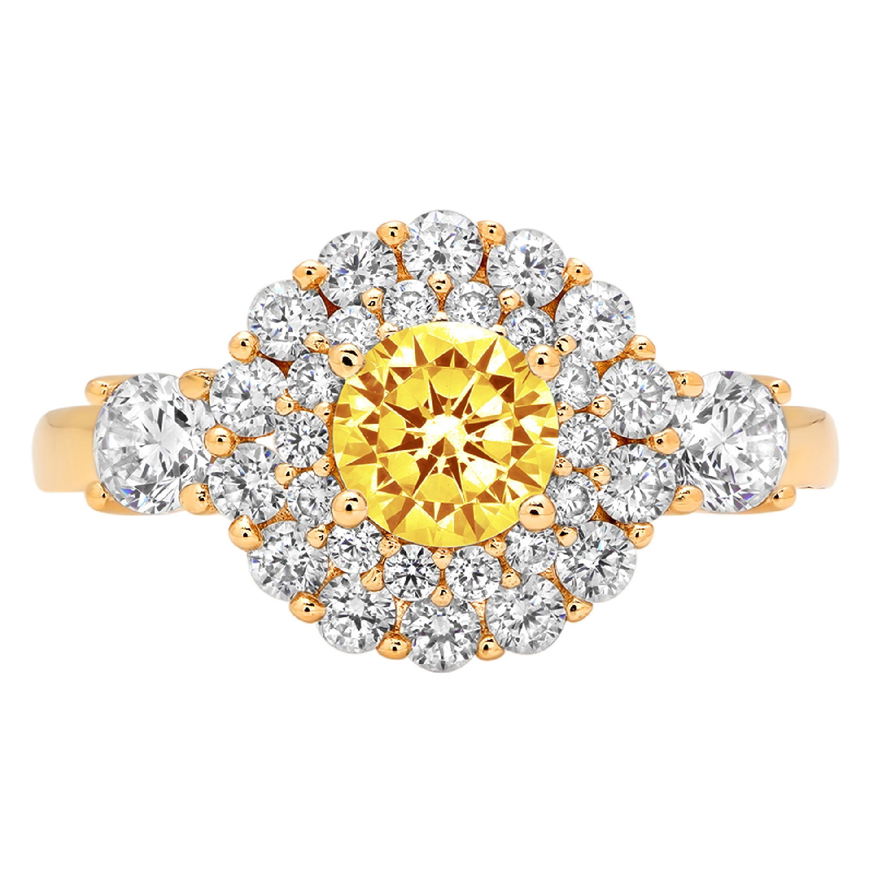 1.6 ct Brilliant Round Cut Simulated Yellow Diamond 14k Yellow Gold