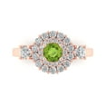 thumbnail image 1 of Halo Engagement Ring for Women - 1.4ct Natural Peridot in 14K Rose Gold Promise Ring, 1 of 6