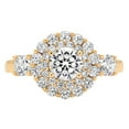 thumbnail image 1 of 1.6 ct Round Cut Real Genuine Natural Diamond SI1-SI2 J-K 18K Yellow Gold Halo Promise Wedding Statement Engagement Designer Ring W/ Crystal side stones size 9, 1 of 6