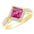 thumbnail image 1 of AFFY (1.6 cttw) Simulated Pink Sapphire & White Natural Diamond Engagement Wedding Ring In 14K Solid Yellow Gold With, Ring Size 7.5, 1 of 1