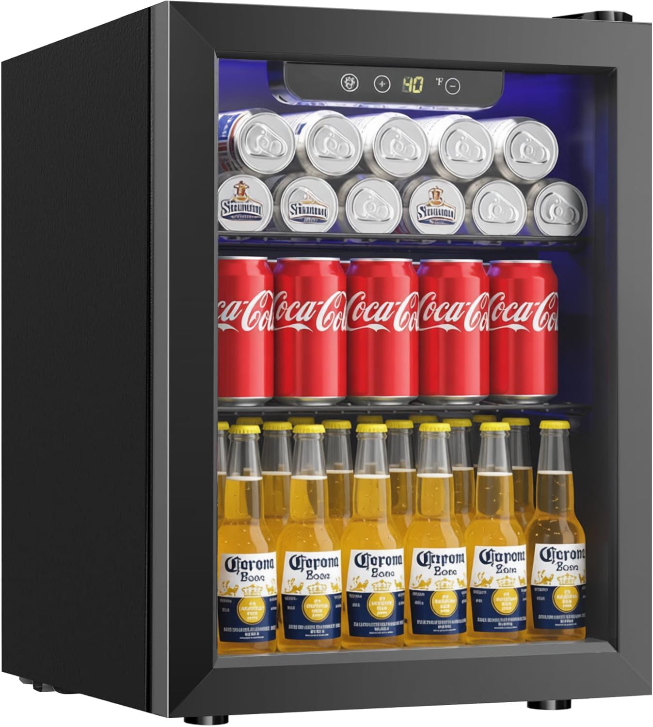Havato 1.7 cu.ft 16 Bottle Wine Cellar, 67 Cans  beverage  Fridge w/ Glass Door & Adjustable Removable Shelves, Black