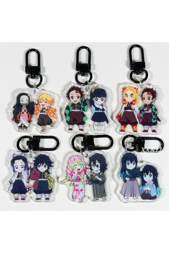 1.6 inches | Japanese Anime keychain 1 pack | Hashira Style Chibi Acrylic Charm | Slayer, random 1 pack