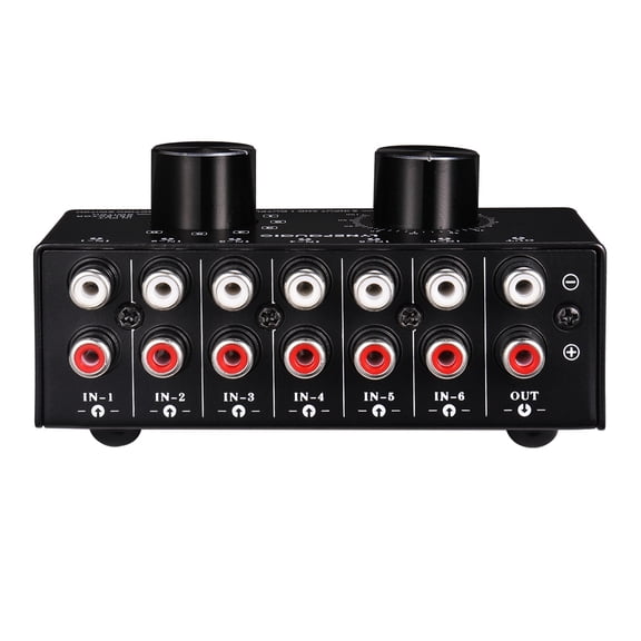 1 * 6 input 1 output stereo audio signal selection switcher-black