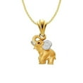 thumbnail image 1 of 1.6 mm 14k Two-tone Gold Cubic Zirconia Elephant Pendant with Rolo Chain, 1 of 1