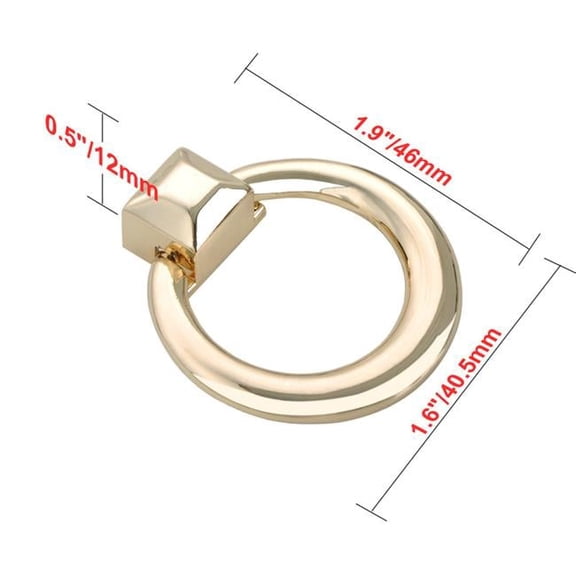 1.6 x 1.9 in. Anello Ring Cabinet Pull, Polished Gold - Pack of 10