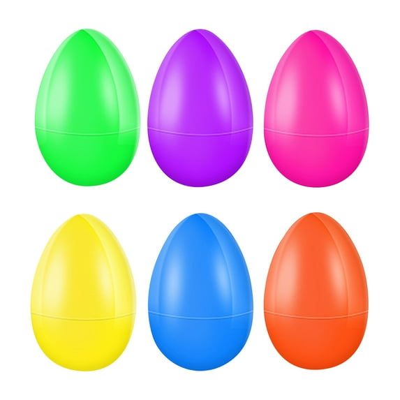 1.6 x 2.4 Inch Reusable Plastic Easter Eggs for DIY Crafts & Party Favors - Fillable Decorative Twist Open Shells - 6 Pack, 1.6 x 2.4 inch