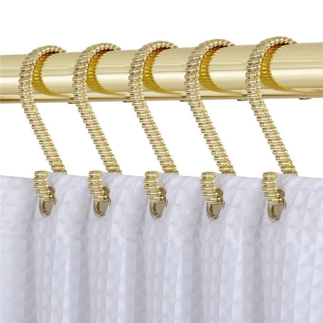 1.6 x 3.2 in. S Shaped Rustproof Zinc Shower Curtain Hooks Rings for Shower Curtains, Bathroom Set of 12 - Gold