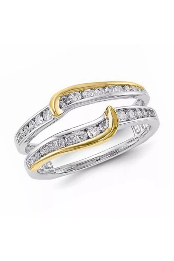 1.60 CT Round Cut Lab-Created Diamond Enhancer Wedding Ring Guard Wrap 14k White Gold Plated