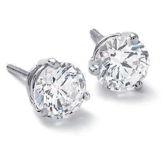 1.60 CT Round Prong Set Diamond Ladies Stud Earring - 14K White Gold