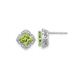 thumbnail image 1 of 1.60 Carat (Ctw) Natural Peridot Princess Stud Earrings in 14K White Gold with Diamonds for Women, 1 of 5