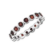 Gem & Harmony 1.40 Carat Ctw Red Garnet Eternity Ring Band in Sterling Silver for Women