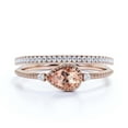 thumbnail image 1 of 1.60 Carat Pear Cut Morganite And Diamond Moissanite Classic Engagement Ring, Modern Wedding Ring in 925 Sterling Silver With 18k Rose Gold Plating, Promise Ring, Dainty Ring, Bridal Rings Set, 1 of 3