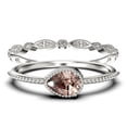 thumbnail image 1 of 1.60 Carat Pear Cut Morganite And Diamond Moissanite Classic Engagement Ring, Modern Wedding Ring in 925 Sterling Silver With 18k White Gold Plating, Promise Ring, Dainty Ring, Bridal Rings Set, 1 of 3