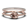 thumbnail image 1 of 1.60 Carat Pear Cut Morganite And Diamond Moissanite Classic Engagement Ring, Modern Wedding Ring In 925 Sterling Silver With 18K Rose Gold Plating, Promise Ring, Dainty Ring, Bridal Rings Set, 1 of 3