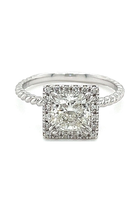 1.60 Carat Princess Cut Lab Grown Diamond Engagement 18k Rope Twisted Shank Ring
