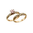 thumbnail image 1 of 1.60 Carat natural peach/pink VS Morganite Ring with Diamonds 14k Rose Gold Wedding Set Engagement Set, 1 of 2